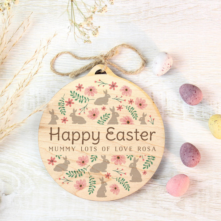 Personalised Easter Round Wooden Decoration – alternative view