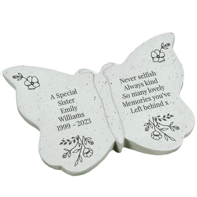 Personalised Floral Memorial Resin Butterfly