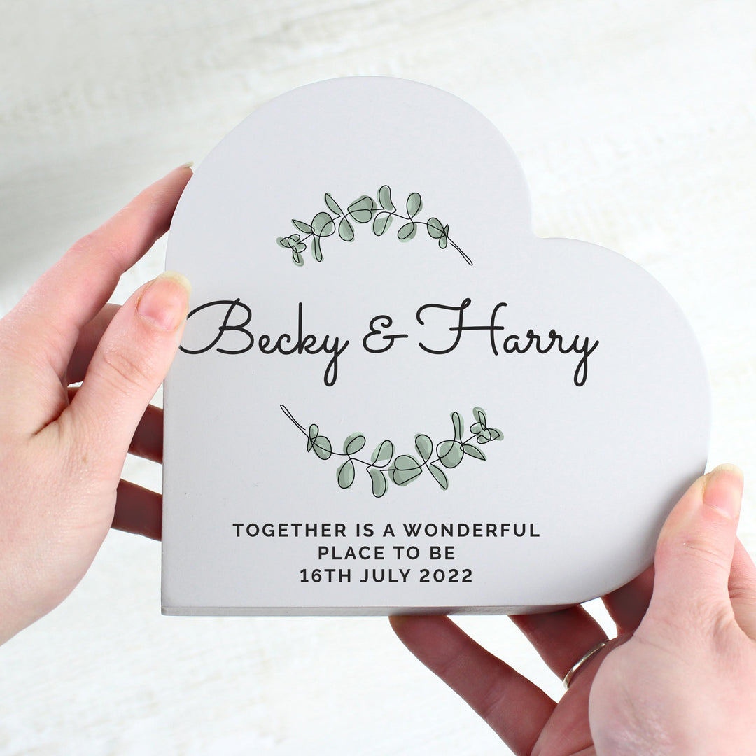 Personalised Botanical Free Standing Heart Ornament, The Personal Shop, personalised gifts