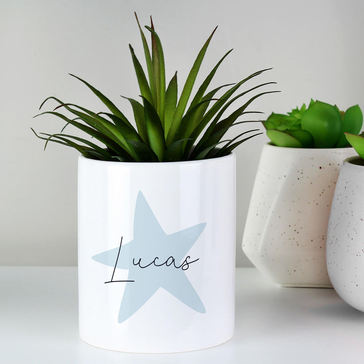 Personalised Blue Star Ceramic Storage Pot – alternative view
