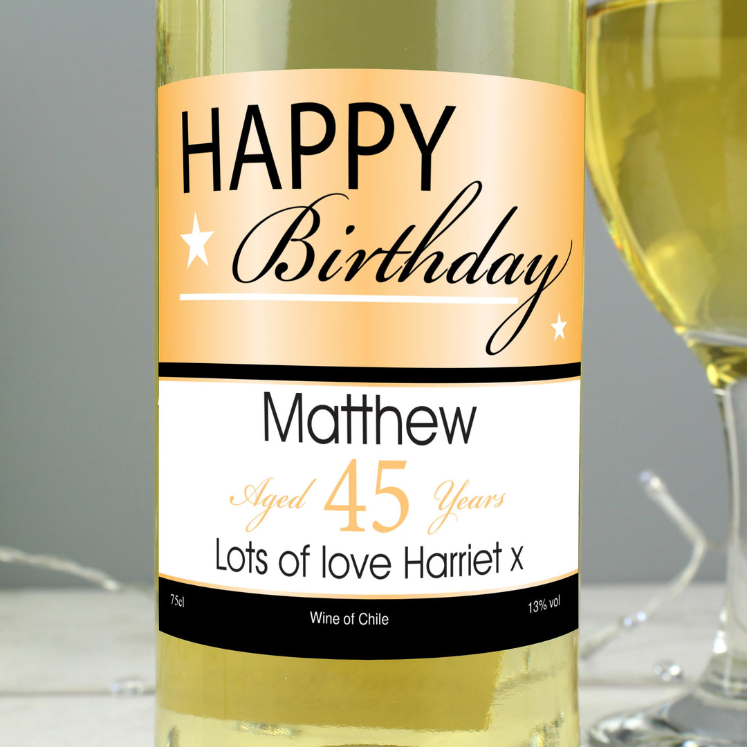 Personalised Happy Birthday White Wine, The Personal Shop, personalised gifts