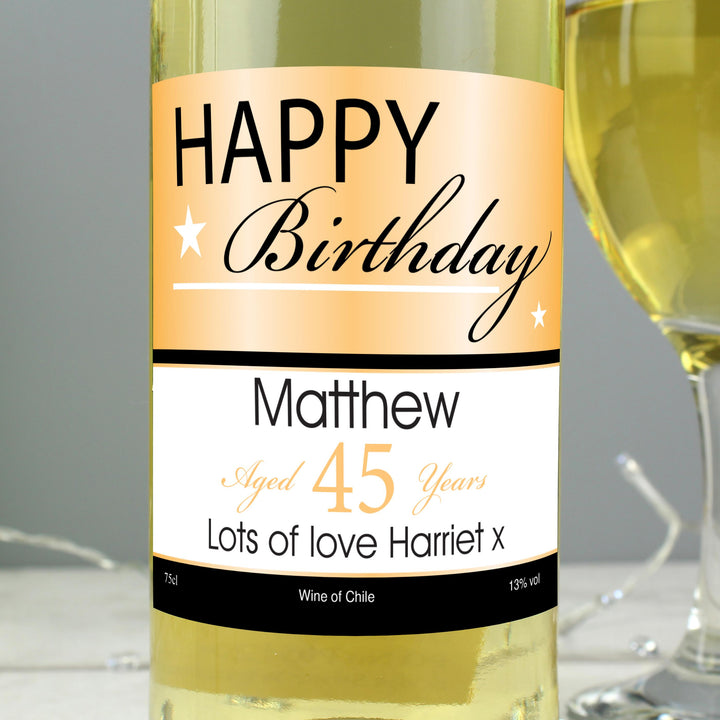 Personalised Happy Birthday White Wine, The Personal Shop, personalised gifts