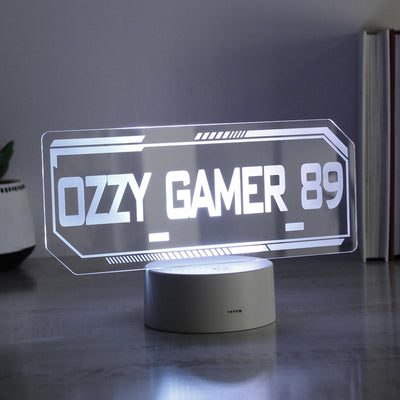 Personalised Gamer Tag LED Colour Changing Night Light