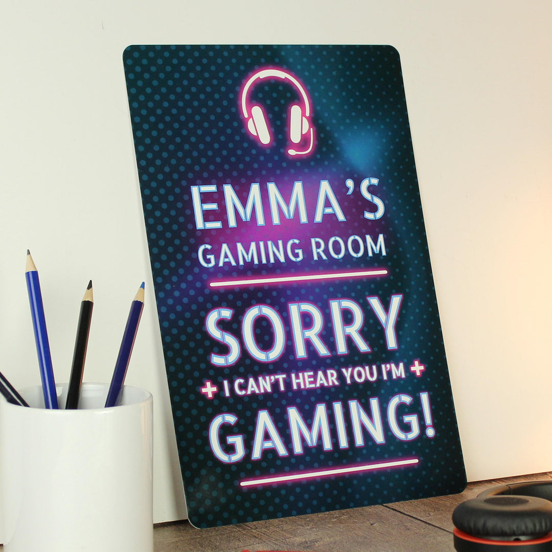 Personalised Gamer Warning Metal Sign – alternative view