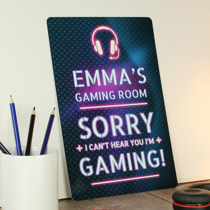 Personalised Gamer Warning Metal Sign – alternative view