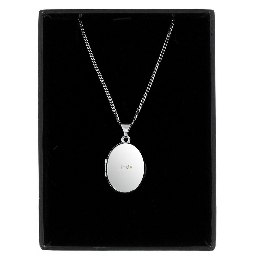 Personalised Sterling Silver Oval Locket Necklace – alternative view