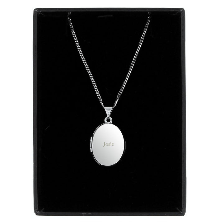 Personalised Sterling Silver Oval Locket Necklace – alternative view