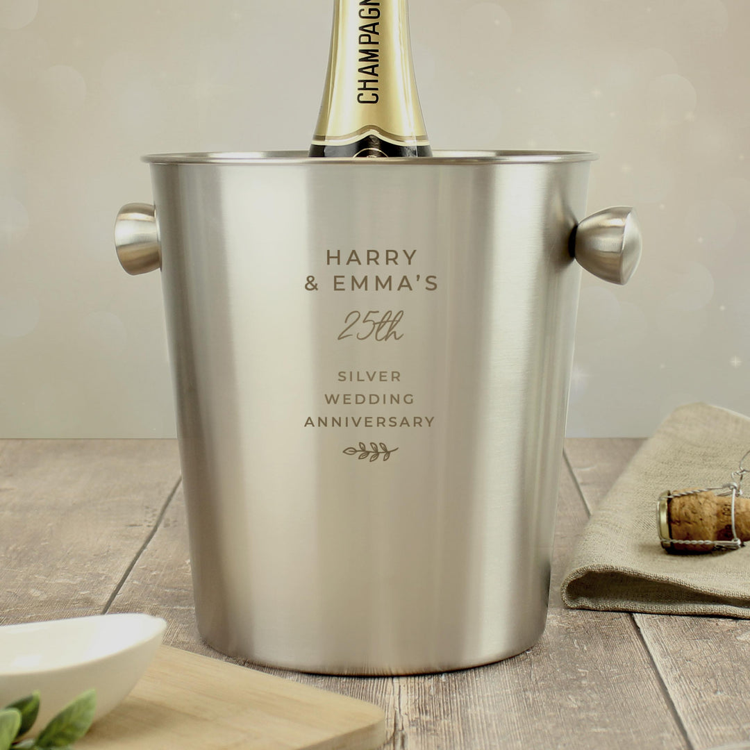Personalised Free Text Stainless Steel Ice Bucket – alternative view