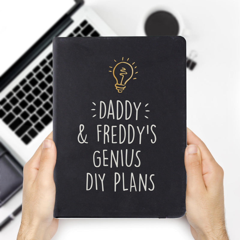 Personalised Light Bulb Black Hardback Notebook