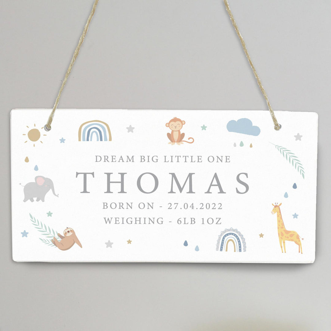 Personalised Safari Animals Wooden Sign – alternative view