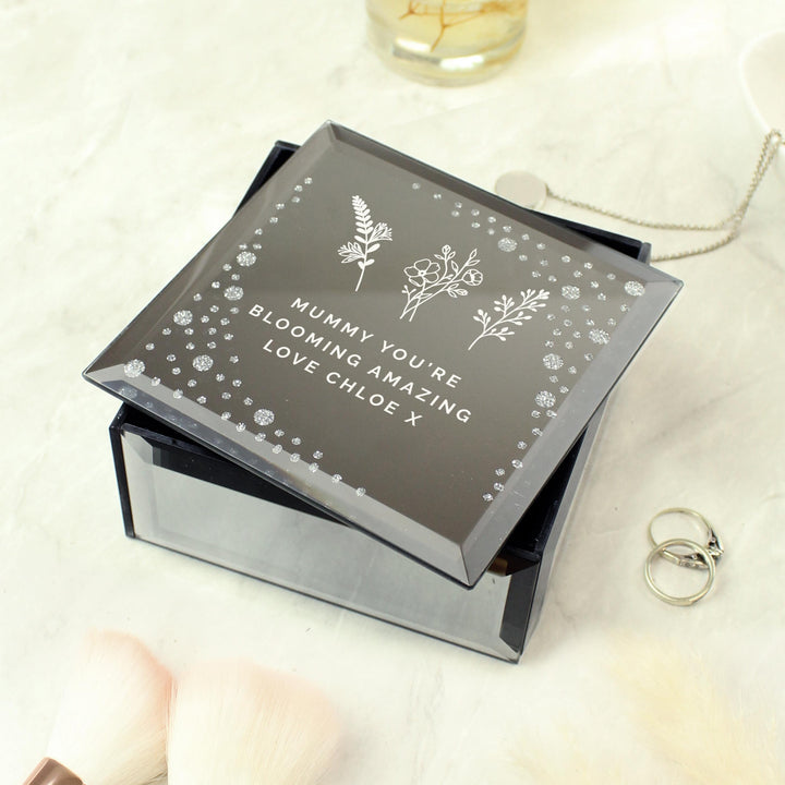 Personalised Floral Diamante Mirrored Trinket Box – alternative view