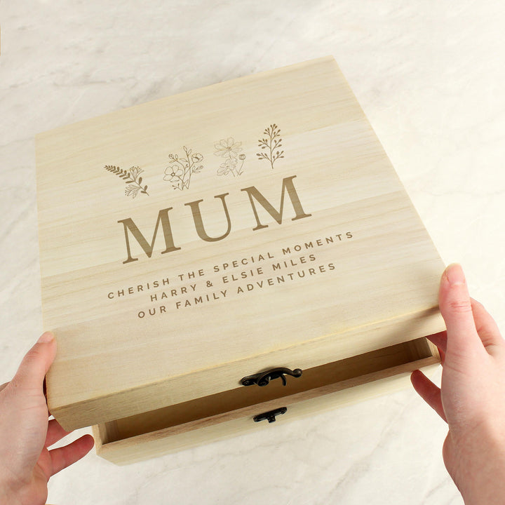Personalised Floral Wooden Keepsake Box, The Personal Shop, personalised gifts