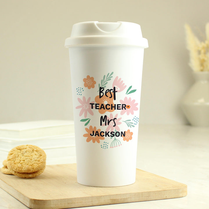 Personalised Floral Travel Mug – alternative view