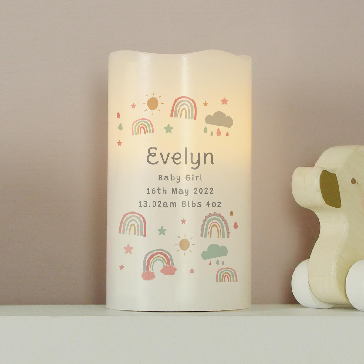 Personalised Rainbow LED Candle