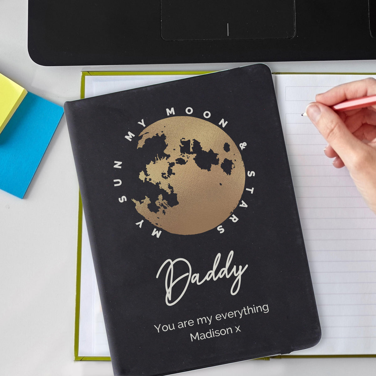 Personalised Moon & Stars Black Hardback Notebook, The Personal Shop, personalised gifts
