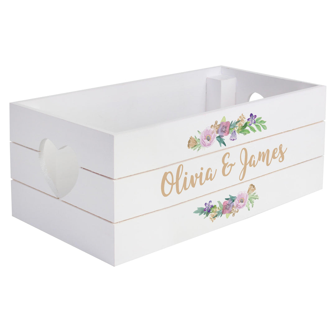 Personalised Floral Couples White Wooden Crate, The Personal Shop, personalised gifts