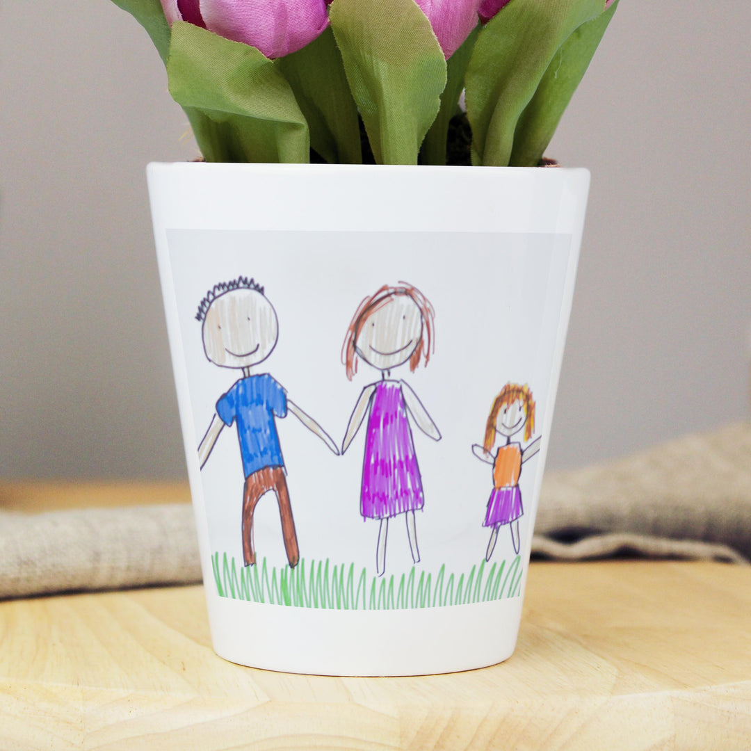 Personalised Childrens Drawing Photo Upload Plant Pot - alternative view
