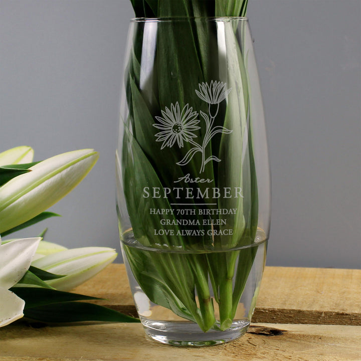 Personalised September Birth Flower Bullet Vase – alternative view