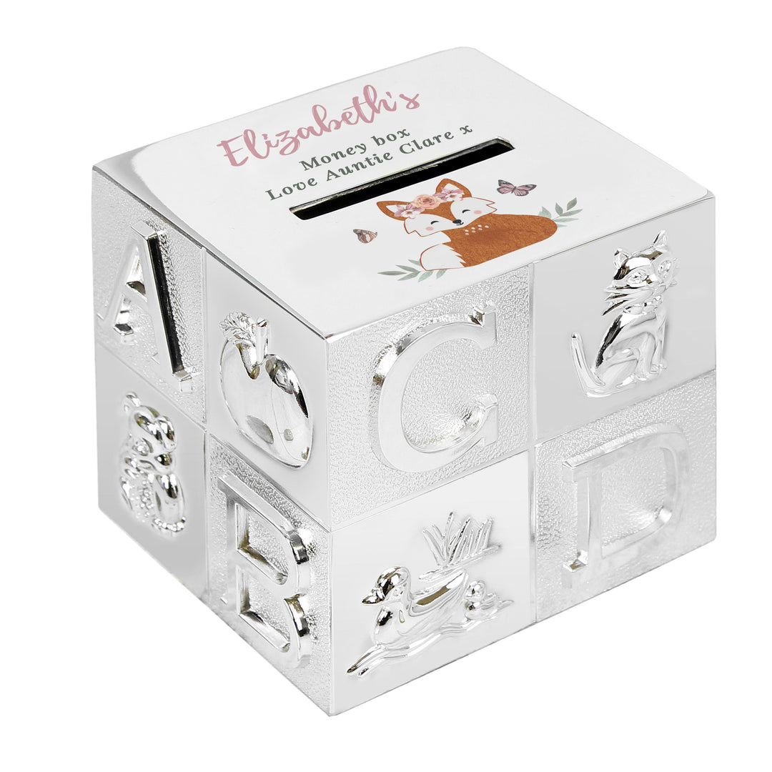 Personalised Woodland Fox ABC Money Box – alternative view