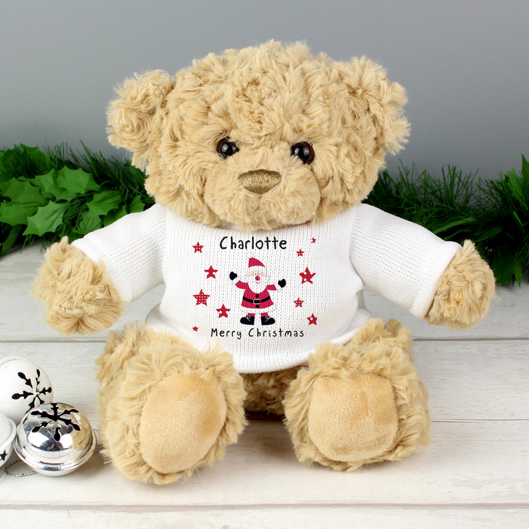 Personalised Spotty Santa Teddy Bear – alternative view