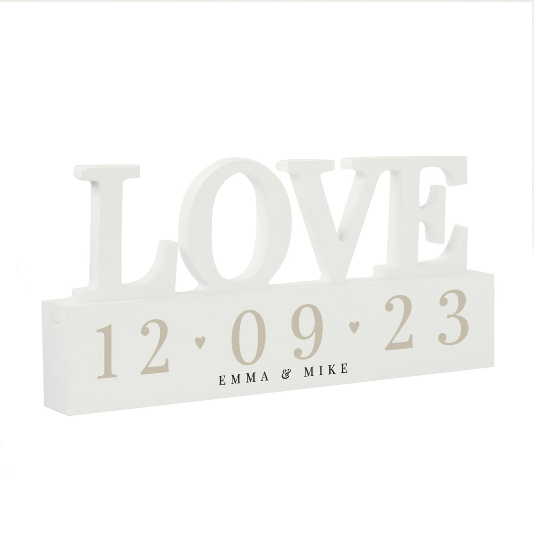 Personalised Big Date Wooden Love Ornament – alternative view