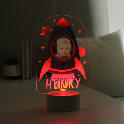 Personalised Rocket Photo Upload LED Colour Changing Night Light