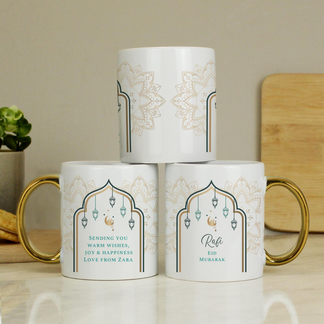 Personalised Eid and Ramadan Gold Handled Mug - alternative view