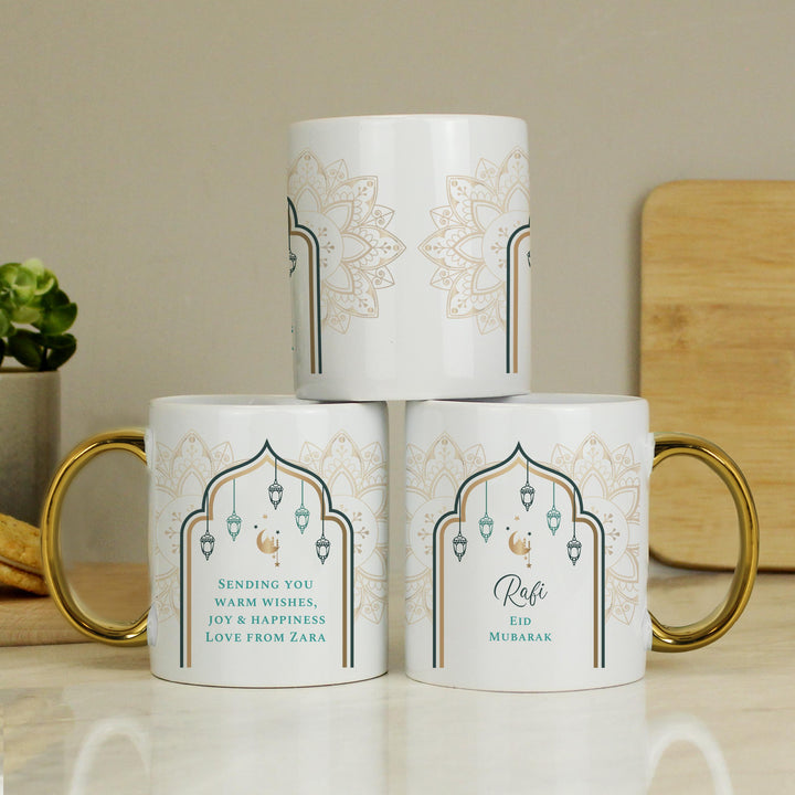 Personalised Eid and Ramadan Gold Handled Mug - alternative view