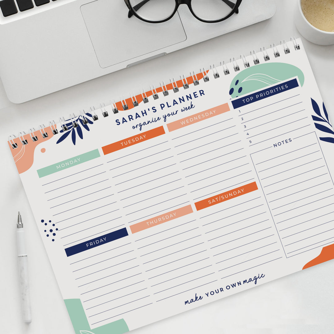Personalised Tropical A4 Desk Planner – alternative view