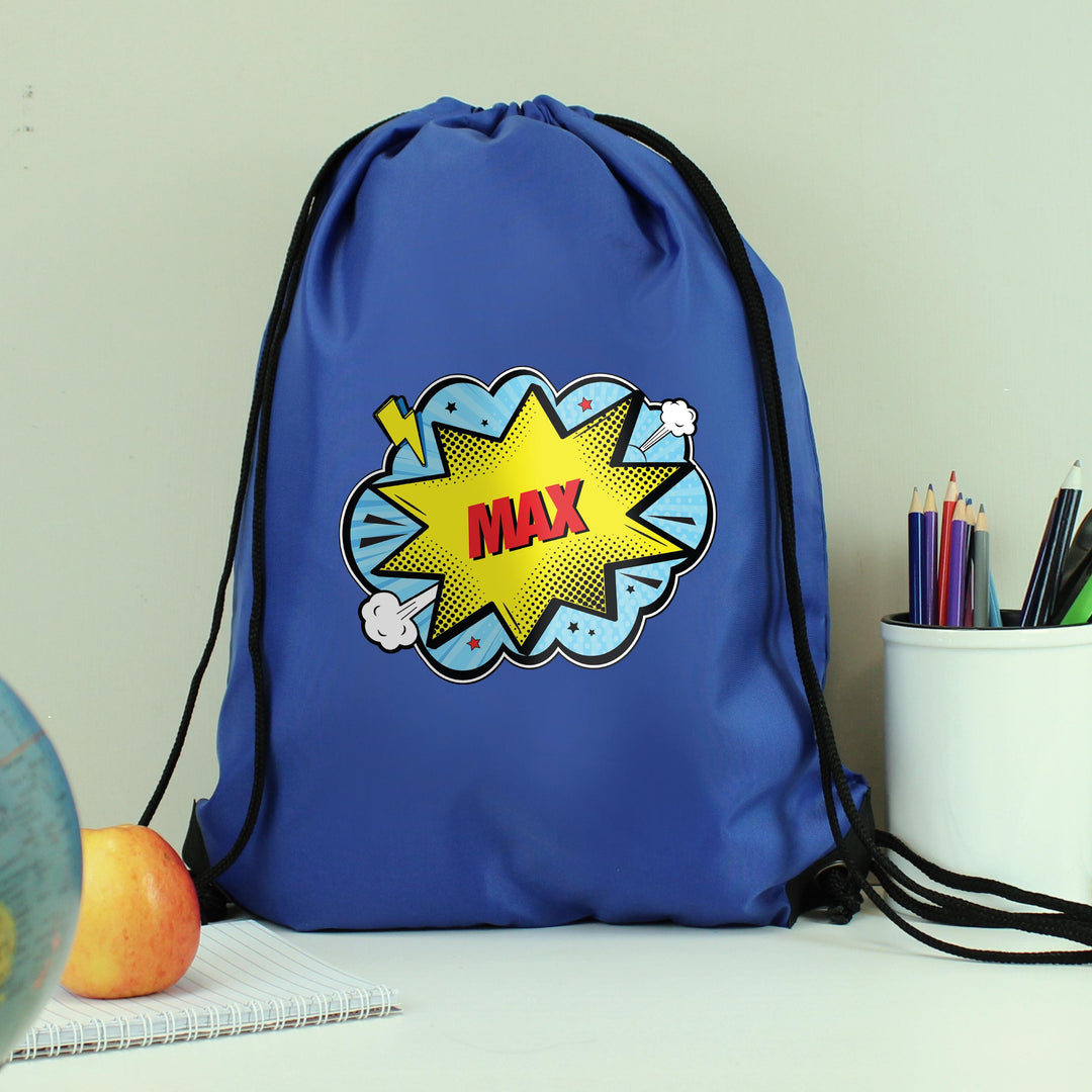 Personalised Superhero Blue Kit Bag – alternative view