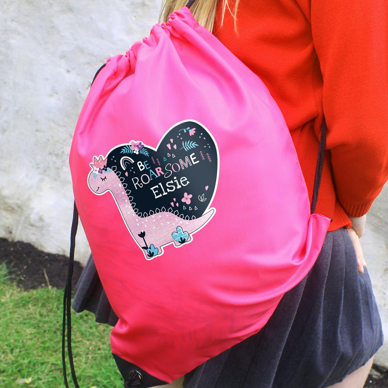 Personalised Dinosaur Pink Kit Bag