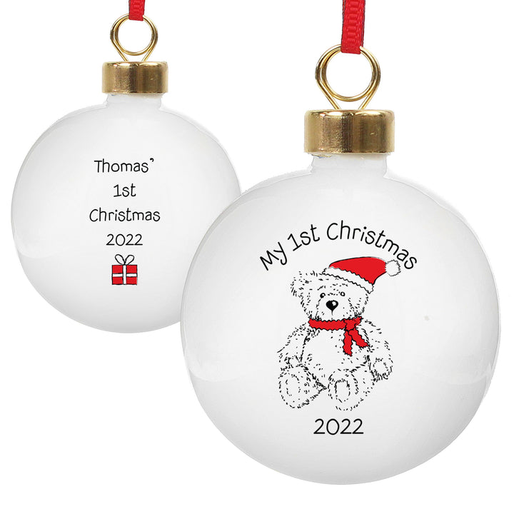 Personalised My 1st Xmas Teddy Bear Bauble – alternative view