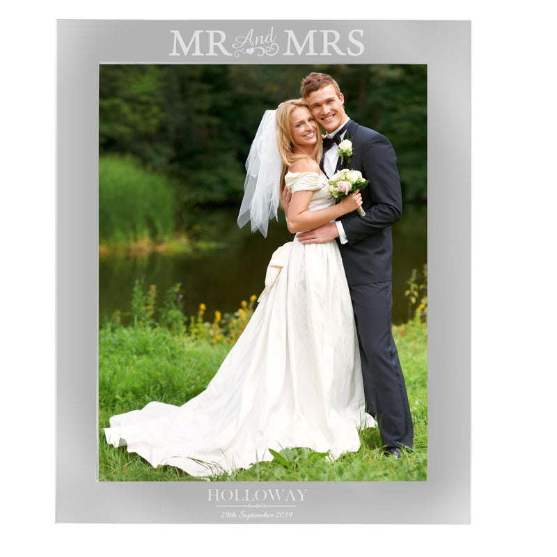Personalised Mr & Mrs 8x10 Silver Photo Frame