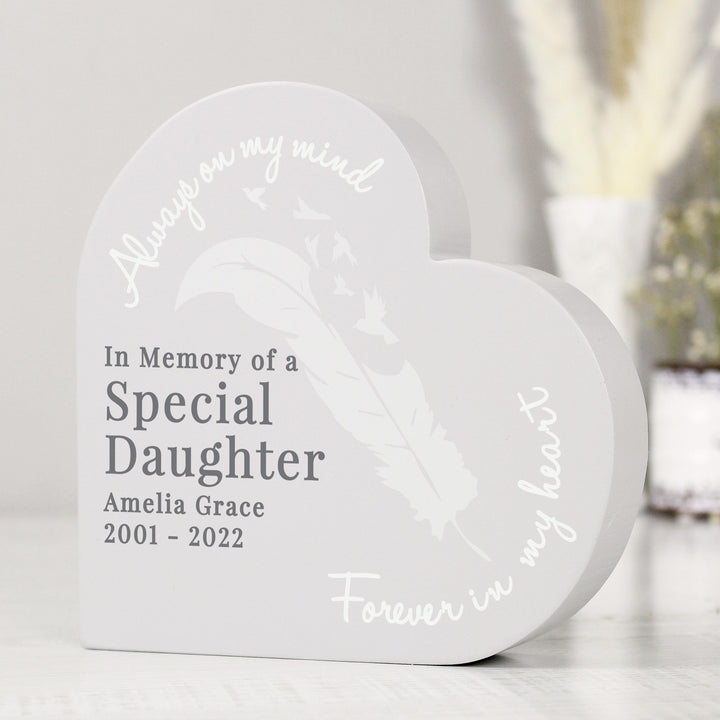 Personalised Feather Memorial Heart Ornament – alternative view
