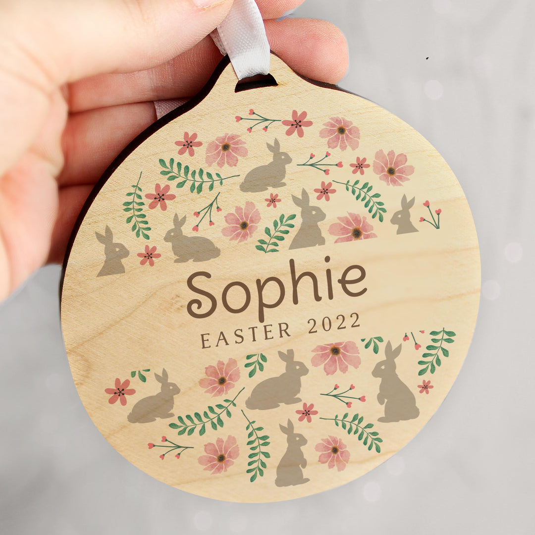 Personalised Easter Round Wooden Decoration – alternative view