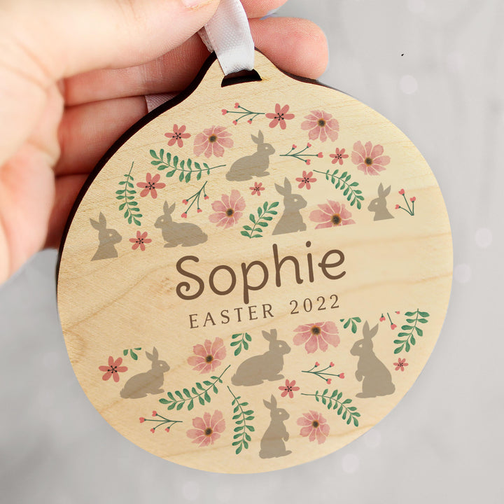 Personalised Easter Round Wooden Decoration – alternative view
