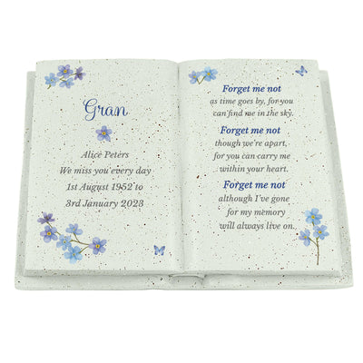 Personalised Forget Me Not Memorial Resin Book