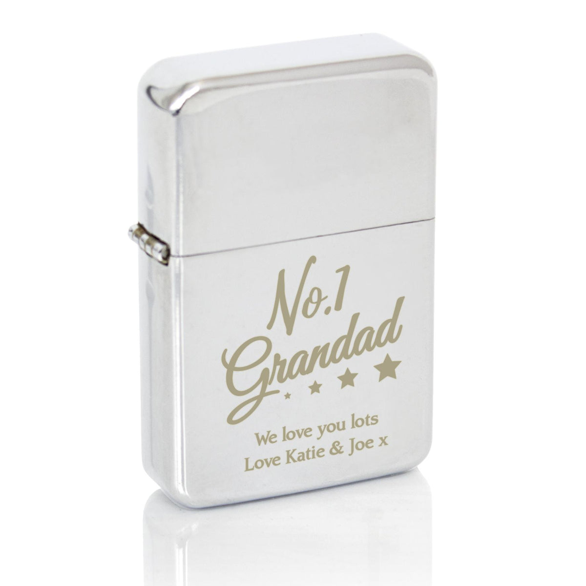 Personalised No.1 Grandad Silver Lighter – alternative view