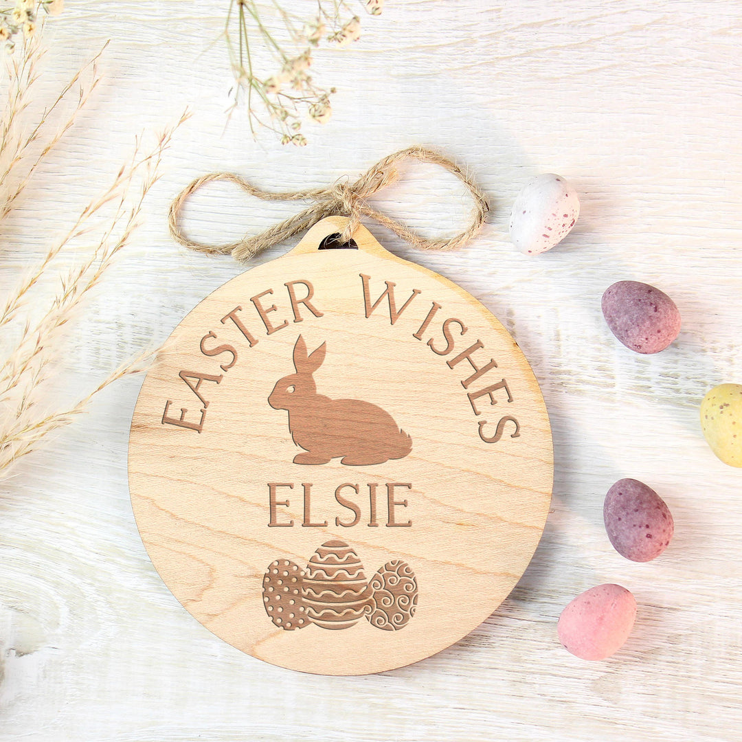 Personalised Easter Bunny Round Wooden Decoration – alternative view