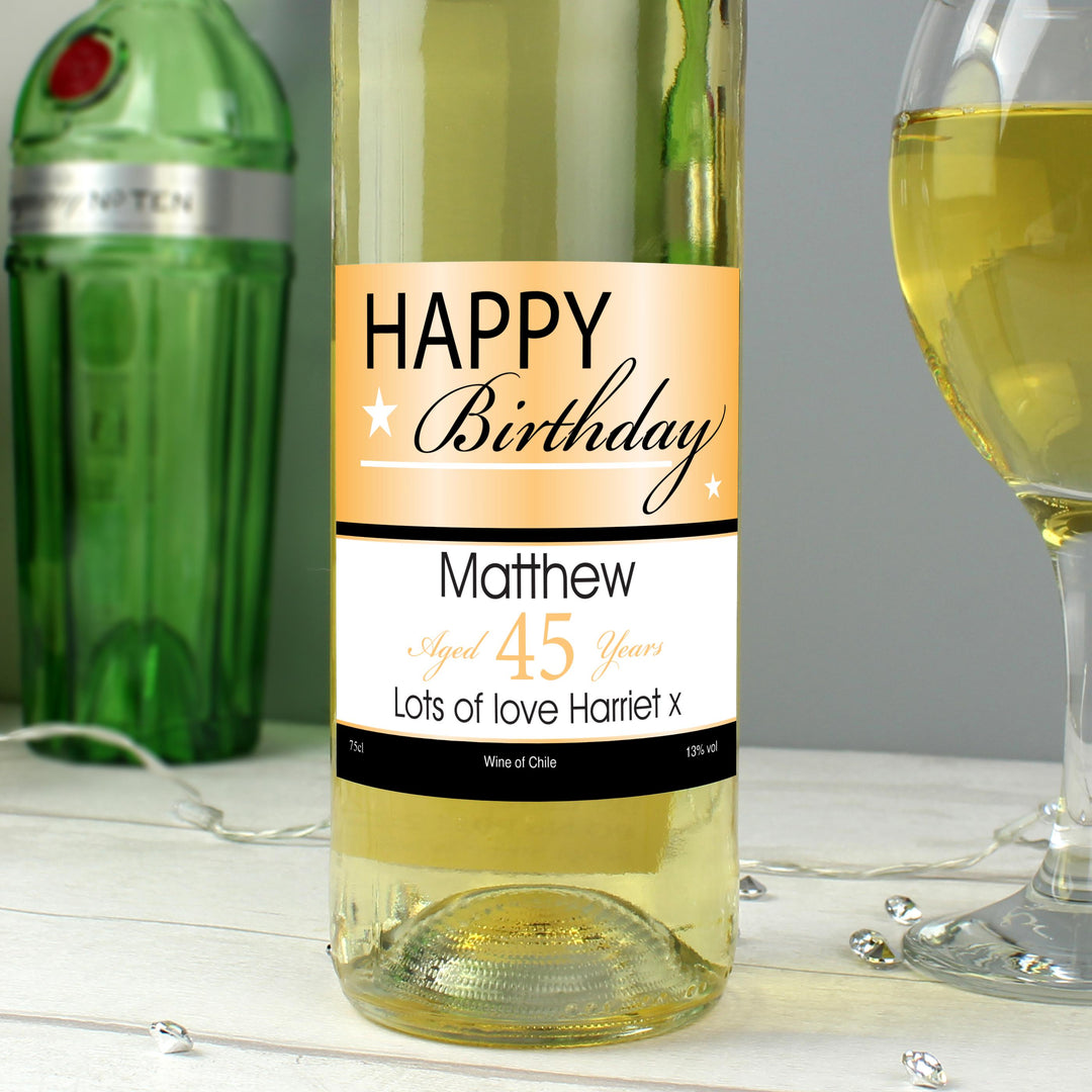 Personalised Happy Birthday White Wine, The Personal Shop, personalised gifts