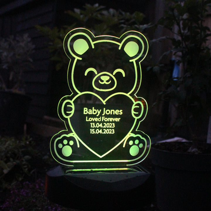 Personalised Bear Memorial Outdoor Solar Light – alternative view