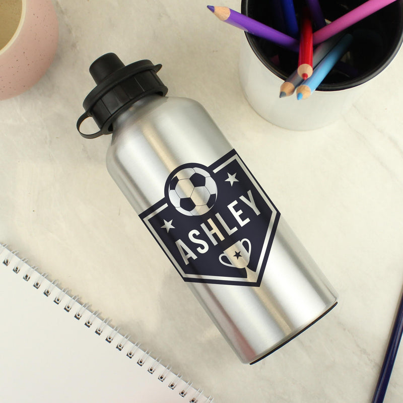 Personalised Football Silver Drinks Bottle