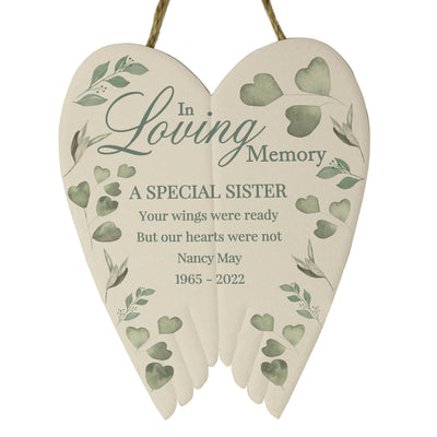 Personalised In Loving Memory Ceramic Wings