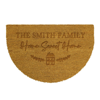 Personalised Home Sweet Home Half Moon Indoor Doormat