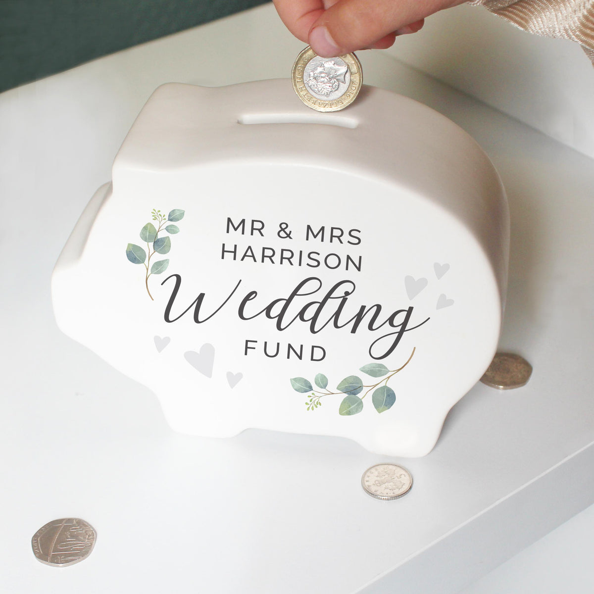 Personalised Wedding Piggy Bank – alternative view