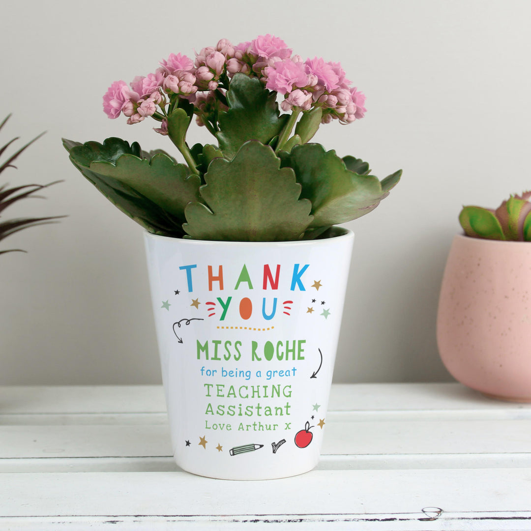 Personalised Thank You Teacher Plant Pot – alternative view