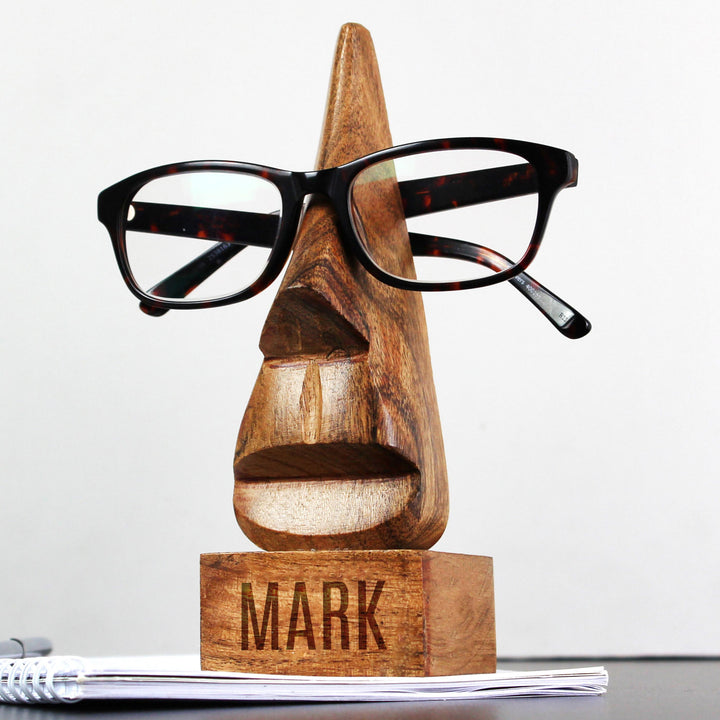 Personalised Wooden Nose-Shaped Glasses Holder, The Personal Shop, personalised gifts
