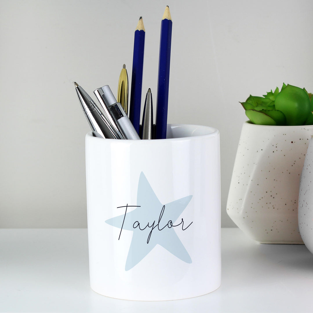 Personalised Blue Star Ceramic Storage Pot – alternative view