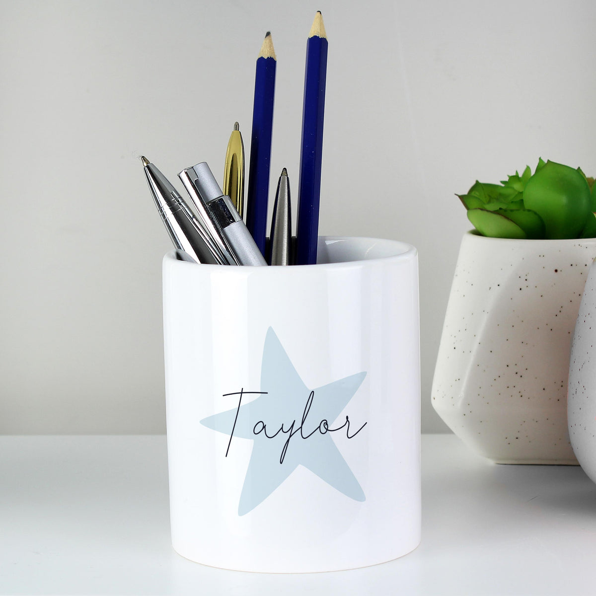 Personalised Blue Star Ceramic Storage Pot – alternative view