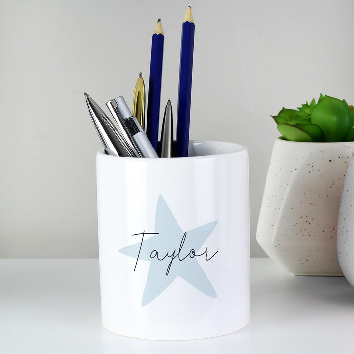 Personalised Blue Star Ceramic Storage Pot – alternative view